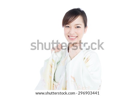 Japanese kimono woman isolated on white background