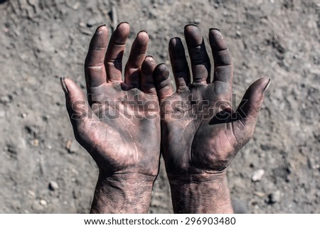 Worker Man with Dirty Hands. Worker Hands. Royalty-Free Stock Photo #296903480