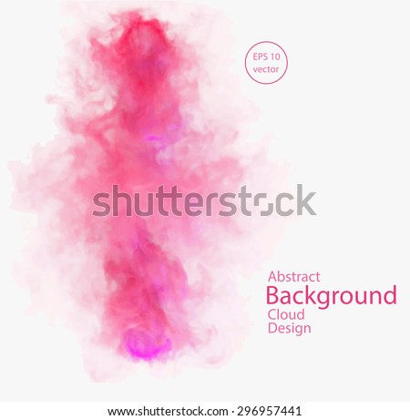Vector abstract cloud. Vector illustration of red and pink smoke on white background. Abstract banner paints. Background for banner, card, poster, identity, web design