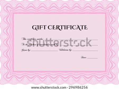 Modern gift certificate. Sophisticated design. With complex linear background. Customizable, Easy to edit and change colors.