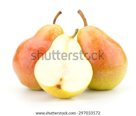 Juicy fresh pears isolated on white background