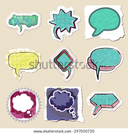 Speech bubbles set. Hand drawn and isolated. Stickers