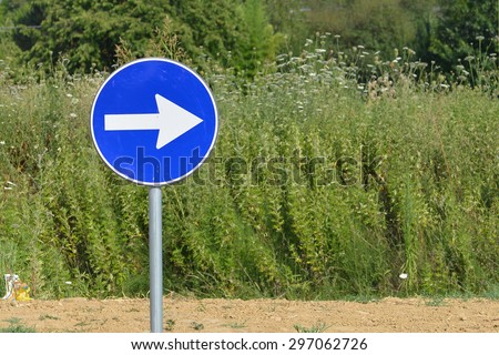 Right blue sign