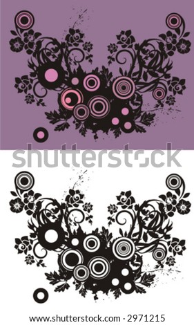 Floral abstract background with circle and grunge elements. Check my portfolio for much more of this series as well as thousands of other great vector items.