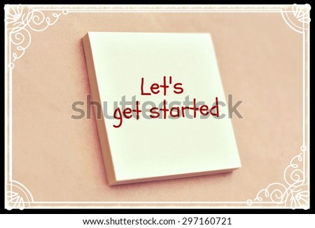Text let's get started on the short note texture background