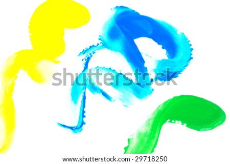 Blue, green, yellow blots