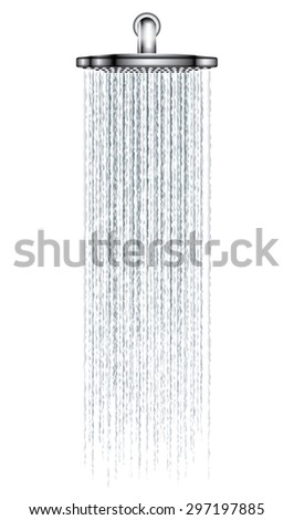 Rain shower on white background vector illustration Royalty-Free Stock Photo #297197885