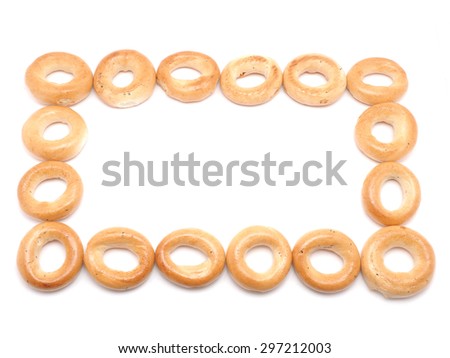 frame of crackers on a white background