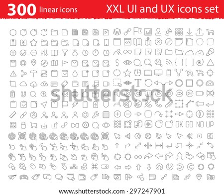 Vector linear UI UX icons for web design and application Royalty-Free Stock Photo #297247901