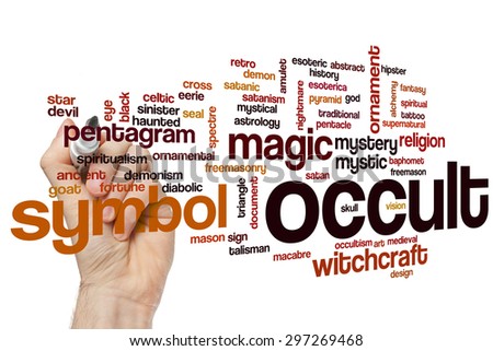 Occult word cloud concept with magic mystic related tags