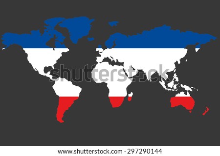 An Illustrated Map of the world with the flag of Yugoslavia