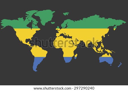 An Illustrated Map of the world with the flag of Gabon