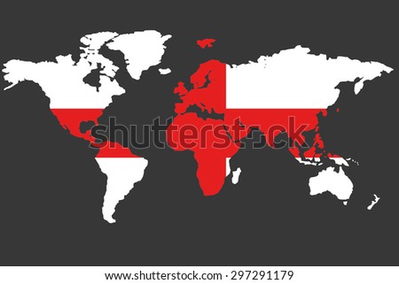 An Illustrated Map of the world with the flag of England