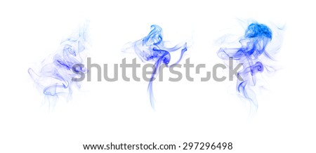 Abstract soft smoke  in blue color on white background.