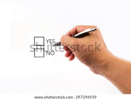 Writing checklist with the options of yes or no on blank screen.
