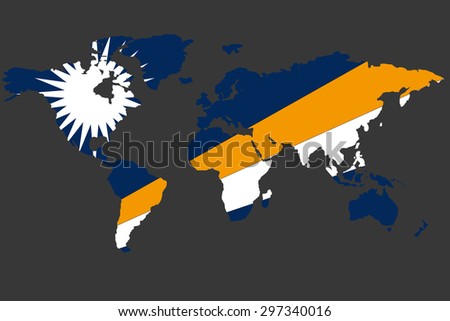 An Illustrated Map of the world with the flag of Marshall Islands