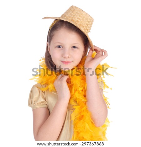 pretty little girl with the gold boa