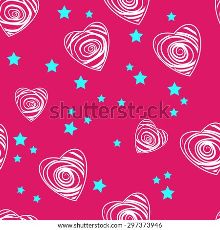 children's background(white hearts, red background and blue star