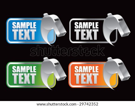 multiple colored curl banners featuring referee whistle