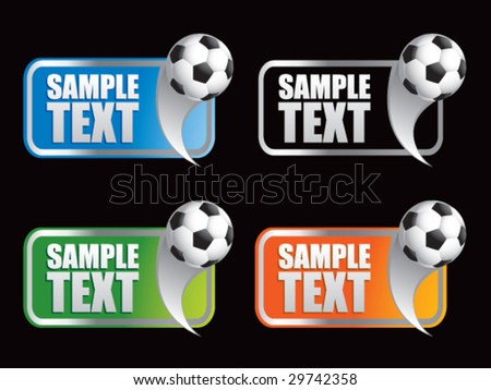 multiple colored curl banners featuring soccer balls