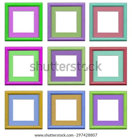 the set of  colorful frames isolated on white background