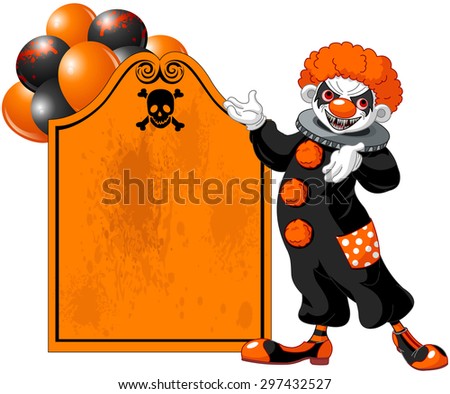 Illustration of scary Halloween clown (showing)