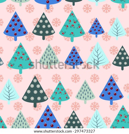 Christmas trees  seamless pattern background in vintage style- Illustration
