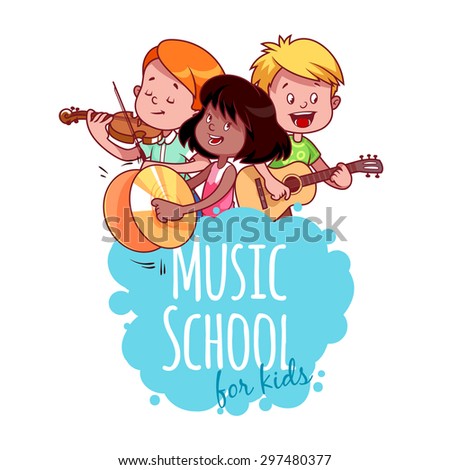 Logo template for music school. Vector clip art illustration on a white background.