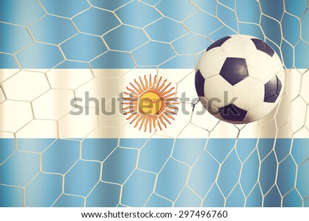 soccer ball and Argentina flag vintage color