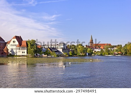 View to Brandenburg an der Havel, with the Dominsel (Cathedral Island). It is the historic heart of the town. Here stands its oldest edifice: the Dom St. Peter und Paul. The construction began in 1165