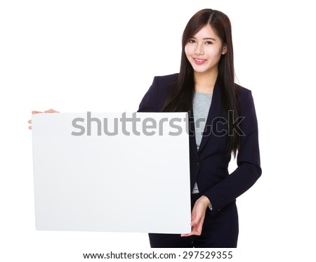 Asian young businesswoman show with placard