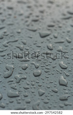 Drop water rain on the gray car in close up background and textures