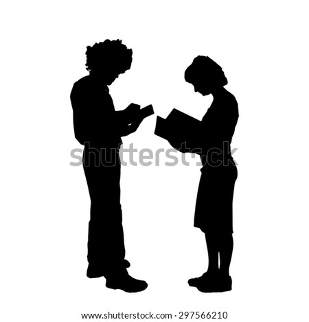 Vector silhouette of a couple on a white background.