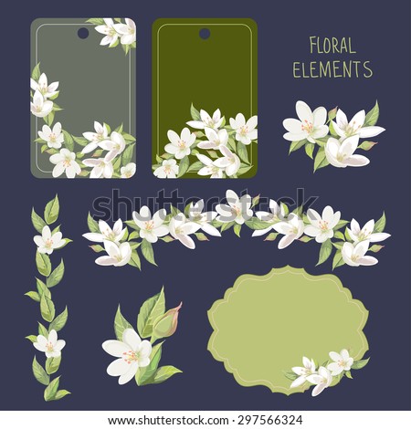 Floral elements for card  Royalty-Free Stock Photo #297566324