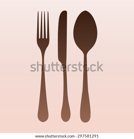 Brown fork spoon knife