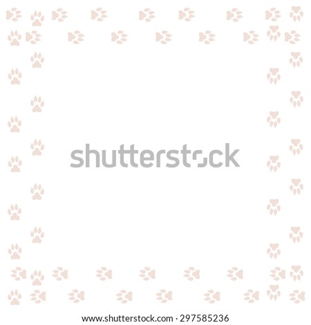 Frame with dog tracks isolated on white background. Vector illustration.