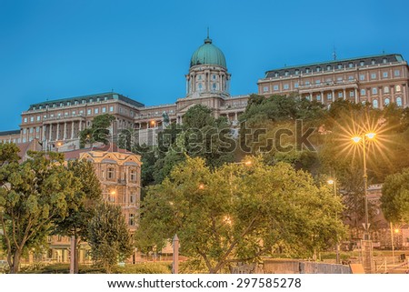Buda Castle (Budapest, Hungary) in the sunrise. Beauiful representative picture of Hungarian capital city.