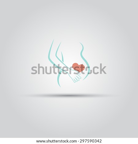 Silhouette of a pregnant woman of thin lines isolated vector logo