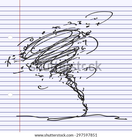 Simple hand drawn doodle of a tornado
