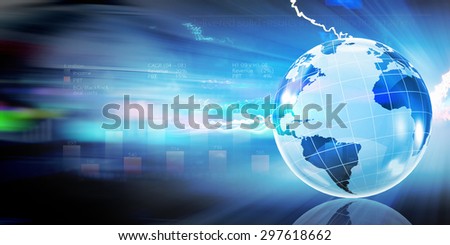 Conceptual image of modern business and technology with Earth planet