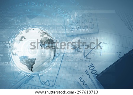 Abstract image planet earth on background of business devices