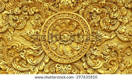 Gold Thai art of sculpture pattern in Thailand.