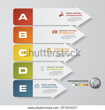 infographic Template of 5 steps order arrow banner . concept of communication vector illustration background.