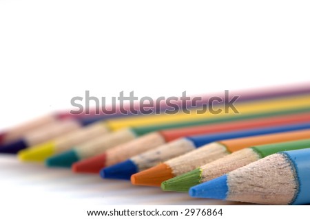 Stack of wood pencil crayons used for artwork