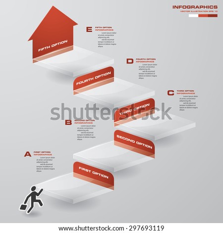 abstract business chart. 5 Steps diagram template/graphic or website layout. Vector. Step by step idea.