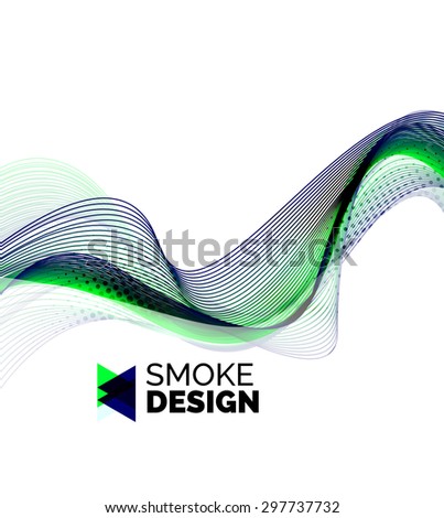 Color smoke wave on white - design element. Business card, presentation or abstract background with your message