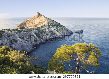 Views of the Black sea and cape Kapchyk, Crimea, Russia