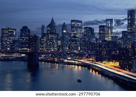Skyline of downtown New York, New York, USA