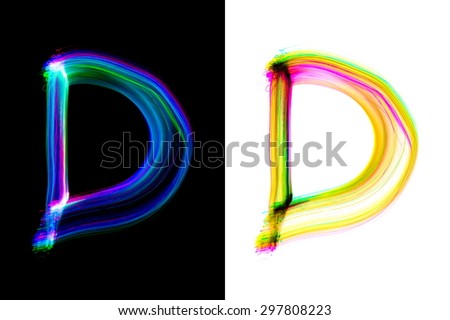 Abstract Light Painting generated  Alphabet D for background and design