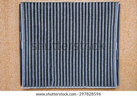 Dirty cabin air filter carbon, normally used in cars for the purification of air supplied to the passenger compartment